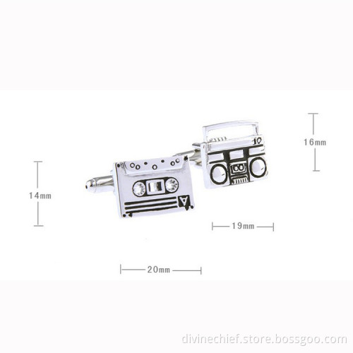 Make Custom Recorder & Tape Set Brass Cufflinks, Wholesale Mens Suit Shirt Cufflinks